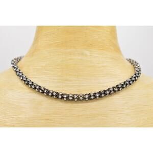 Anne Klein Vintage Crystal Choker Necklace Collar Sparkling Signed 1990s BinM